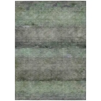 3' X 5' Artichoke Green And Gray Abstract Washable Indoor Outdoor Area Rug