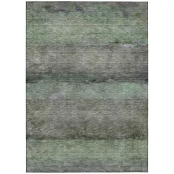 9' X 12' Artichoke Green And Gray Abstract Washable Indoor Outdoor Area Rug