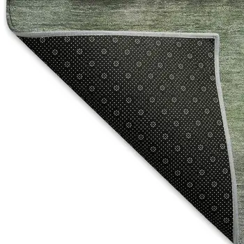 9' X 12' Artichoke Green And Gray Abstract Washable Indoor Outdoor Area Rug