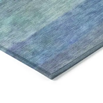 8' Blue And Ivory Round Abstract Washable Indoor Outdoor Area Rug