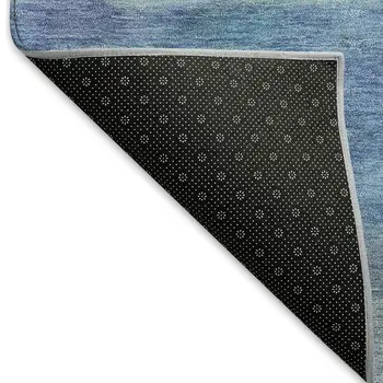 8' X 10' Blue And Ivory Abstract Washable Indoor Outdoor Area Rug
