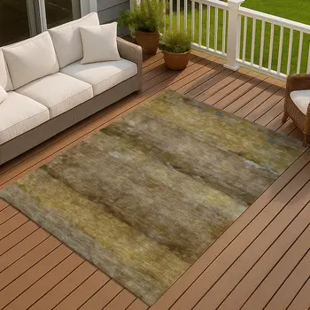 3' X 5' Brown And Taupe Abstract Washable Indoor Outdoor Area Rug
