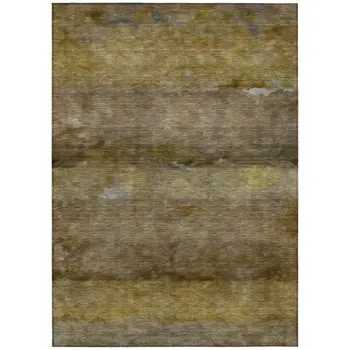 3' X 5' Brown And Taupe Abstract Washable Indoor Outdoor Area Rug