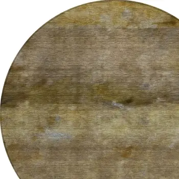 8' Brown And Taupe Round Abstract Washable Indoor Outdoor Area Rug