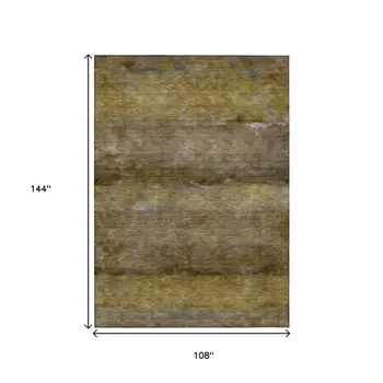 9' X 12' Brown And Taupe Abstract Washable Indoor Outdoor Area Rug
