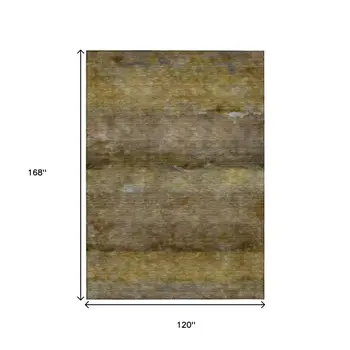 10' X 14' Brown And Taupe Abstract Washable Indoor Outdoor Area Rug