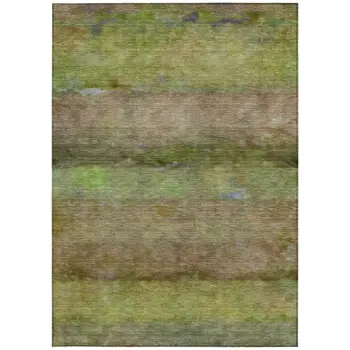10' X 14' Olive Green And Brown Abstract Washable Indoor Outdoor Area Rug