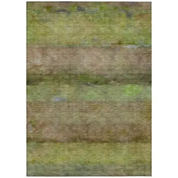 10' X 14' Olive Green And Brown Abstract Washable Indoor Outdoor Area Rug