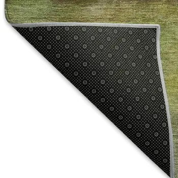 10' X 14' Olive Green And Brown Abstract Washable Indoor Outdoor Area Rug