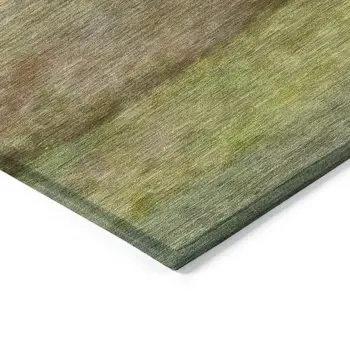 10' X 14' Olive Green And Brown Abstract Washable Indoor Outdoor Area Rug