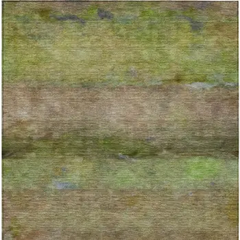 10' X 14' Olive Green And Brown Abstract Washable Indoor Outdoor Area Rug