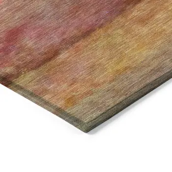 3' X 5' Orange Blush And Yellow Abstract Washable Indoor Outdoor Area Rug