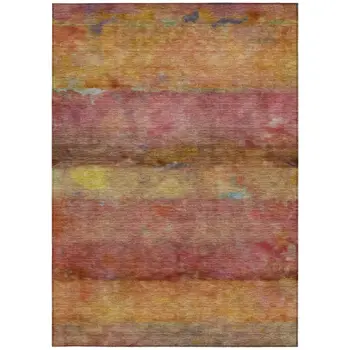 9' X 12' Orange Blush And Yellow Abstract Washable Indoor Outdoor Area Rug