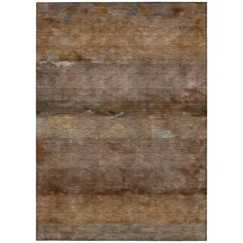 3' X 5' Khaki And Brown Abstract Washable Indoor Outdoor Area Rug