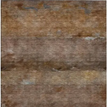 5' X 8' Khaki And Brown Abstract Washable Indoor Outdoor Area Rug