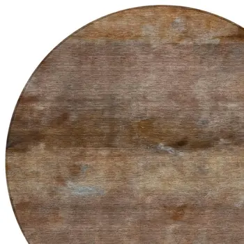 8' Khaki And Brown Round Abstract Washable Indoor Outdoor Area Rug
