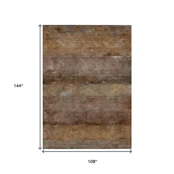 9' X 12' Khaki And Brown Abstract Washable Indoor Outdoor Area Rug