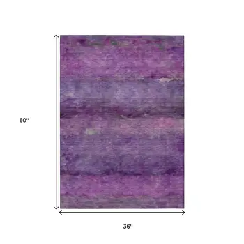 3' X 5' Purple And Plum Abstract Washable Indoor Outdoor Area Rug