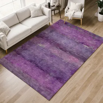 3' X 5' Purple And Plum Abstract Washable Indoor Outdoor Area Rug