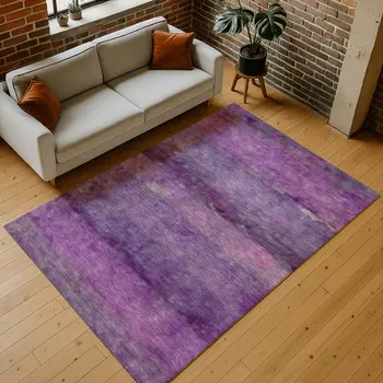 5' X 8' Purple And Plum Abstract Washable Indoor Outdoor Area Rug