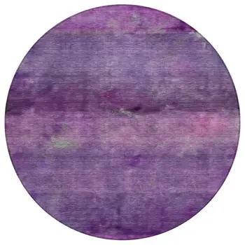 8' Purple And Plum Round Abstract Washable Indoor Outdoor Area Rug