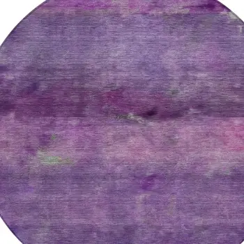 8' Purple And Plum Round Abstract Washable Indoor Outdoor Area Rug