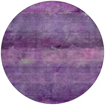 8' Purple And Plum Round Abstract Washable Indoor Outdoor Area Rug