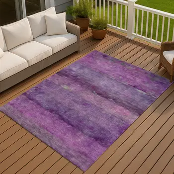 8' X 10' Purple And Plum Abstract Washable Indoor Outdoor Area Rug