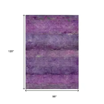 8' X 10' Purple And Plum Abstract Washable Indoor Outdoor Area Rug