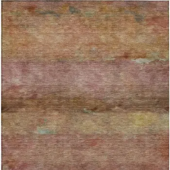 10' X 14' Terra Cotta And Gold Abstract Washable Indoor Outdoor Area Rug