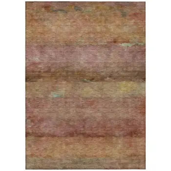 10' X 14' Terra Cotta And Gold Abstract Washable Indoor Outdoor Area Rug
