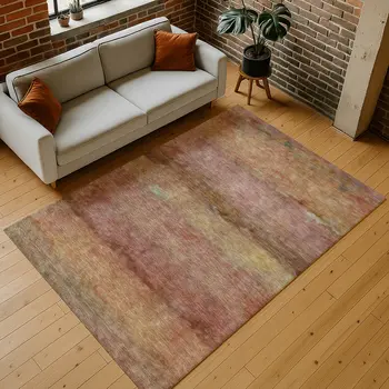 10' X 14' Terra Cotta And Gold Abstract Washable Indoor Outdoor Area Rug