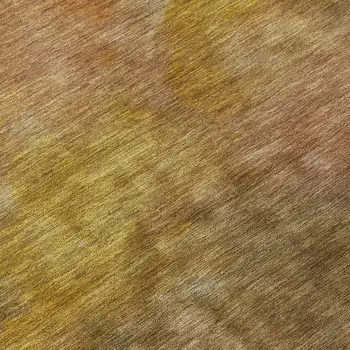 8' Copper And Gold Round Abstract Washable Indoor Outdoor Area Rug