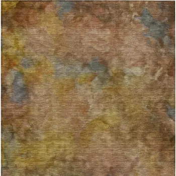 10' X 14' Copper And Gold Abstract Washable Indoor Outdoor Area Rug