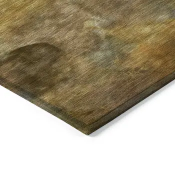 10' X 14' Copper And Gold Abstract Washable Indoor Outdoor Area Rug