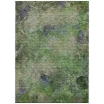 5' X 8' Green And Purple Abstract Washable Indoor Outdoor Area Rug
