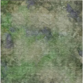 10' X 14' Green And Purple Abstract Washable Indoor Outdoor Area Rug