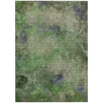 10' X 14' Green And Purple Abstract Washable Indoor Outdoor Area Rug