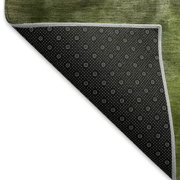 3' X 5' Olive Green And Gray Abstract Washable Indoor Outdoor Area Rug