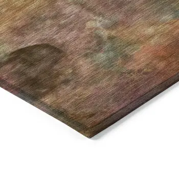10' X 14' Pink And Orange Abstract Washable Indoor Outdoor Area Rug