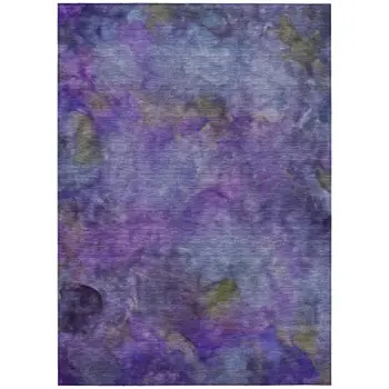 5' X 8' Purple And Lavender Abstract Washable Indoor Outdoor Area Rug