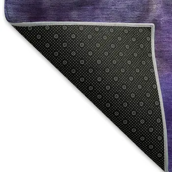 8' Purple And Lavender Round Abstract Washable Indoor Outdoor Area Rug