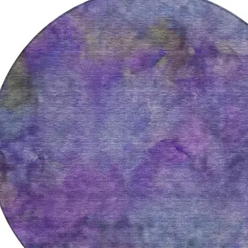 8' Purple And Lavender Round Abstract Washable Indoor Outdoor Area Rug