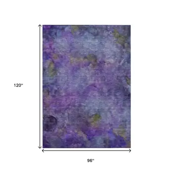 8' X 10' Purple And Lavender Abstract Washable Indoor Outdoor Area Rug