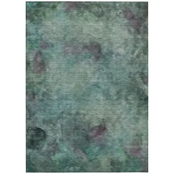 5' X 8' Teal Blue And Purple Abstract Washable Indoor Outdoor Area Rug