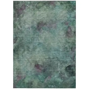 8' X 10' Teal Blue And Purple Abstract Washable Indoor Outdoor Area Rug