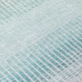 8' X 10' Blue Ivory And Gray Striped Washable Indoor Outdoor Area Rug