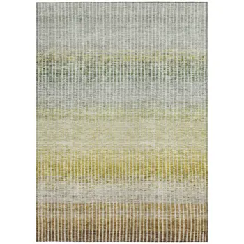 3' X 5' Brown Gold And Beige Striped Washable Indoor Outdoor Area Rug