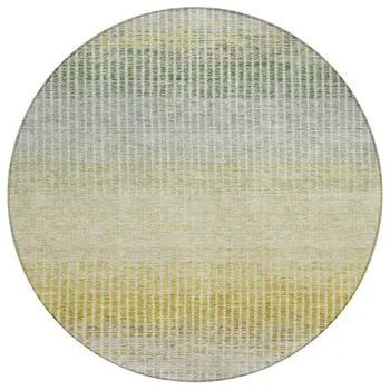 8' Brown Gold And Beige Round Striped Washable Indoor Outdoor Area Rug