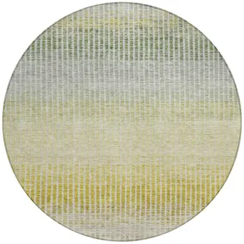 8' Brown Gold And Beige Round Striped Washable Indoor Outdoor Area Rug